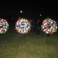 <p>The wreaths at a Sept. 11 ceremony in Ossining.</p>