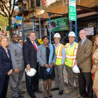 <p>Mayor Mike Spano joined State Sen. Andrea Stewart-Cousins, Assemblywoman Shelley Mayer, City Council Members Michael Sabatino, Christopher Johnson and other officials meet to begin the demolition. </p>