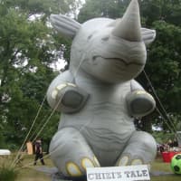 <p>A large inflatable rhino was set up to celebrate the launch of &quot;Chizi&#x27;s Tale.&quot;</p>
