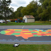 <p>The map of the United States is a new mural at North Salem&#x27;s Pequenakonck Elementary School.</p>