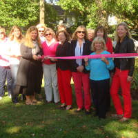 <p>Members of the Garden Club of Darien and town officials cut the ribbon for the new garden and trees planted at Cherry Lawn Park.</p>