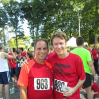 <p>From the Eastchester School Foundation, George Winn, right, president, and Marc Kutzin, board
member, participated in the inaugural Eastchester 5K.</p>