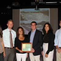 <p>Officials from Westchester Green Business Challenge, The Business Council of Westchester and Grand Prix of New York present award to Diamond Properties. </p>