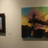 <p>&quot;Green Ledge Light&quot; by Milan Chilla of Rowayton and &quot;Electric Energy&quot; by Liz Squillace of Bridgeport at the Maritime Garage Gallery in Norwalk.</p>