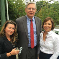 <p>Kim-Marie Mullin, left, and Doreen Bronner, right, join Stamford Mayor David Martin.</p>