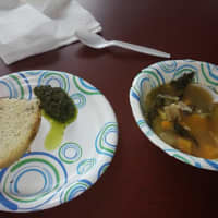 <p>Soup, pesto and focaccia from Pocantico Hills Schools garden produce.</p>
