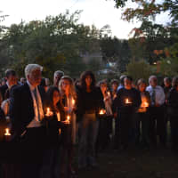 <p>Folks gather at Wampus Brook Park for a vigil for missing Armonk man Miles Applebaum.</p>