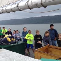 <p>Students learned how to navigate the boat and raise the sails. </p>