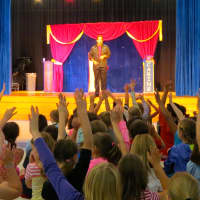 <p>&quot;Magic&quot; Jim Vagias performed magic tricks during an anti-bullying presentation at Carrie E. Tompkins Elementary School.</p>