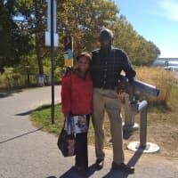 <p>Sylvia and Walter Simon on White Plains at the new Tappan Zee construction viewing area in Tarrytown</p>