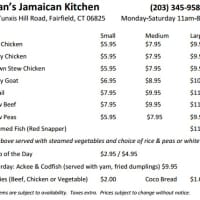 <p>The everyday menu at Stan&#x27;s Jamaican Restaurant.</p>