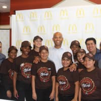<p>Mariano Rivera with employees of the New Rochelle McDonald&#x27;s.</p>