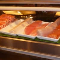 <p>A look at the fresh fish at the sushi bar at Oishi in South Norwalk.</p>