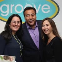 <p>Groove employee Melissa Gladstone, What Would You Do host John Quinones and Groove owner Corri Neckritz meet after the filming of the show.</p>
