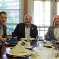 <p>Tuckahoe Village Administrator David Burke with Mayor Steve Ecklond and RiverVue Executive Director David Goldsmith.</p>