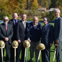 <p>Bill Link, director of physical plant; Mark Brown, athletics director; T.J. McDonald, Pace baseball alum; Fred Calaicone, former Pace head baseball coach; Stephen J. Friedman, president; Bill McGrath, senior VP and COO for Westchester campuses.</p>