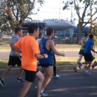 <p>Runners start to 16th annual Ian James Eaccarino Memorial Nine-Mile Race.</p>
