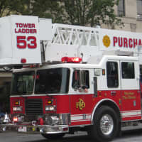 <p>The tower truck from the Purchase Fire House.</p>