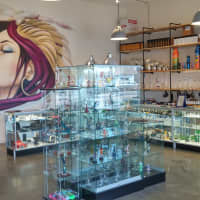 <p>A view from inside Stoked smoke shop.</p>