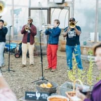 <p>The Funky Dawgz band gets the crowd moving at the Harvest Hoedown.</p>