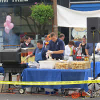 <p>Lange&#x27;s Deli provided music and barbecue for Bronxville shoppers.</p>