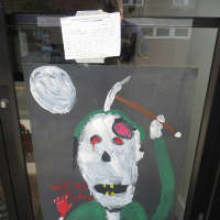 <p>This spooky image was left by William Roggero, a fifth-grader, outside Clip &#x27;n&#x27; Cuddle.</p>
