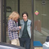 <p>After shooting a pickup truck scene, Ellen Page right, and Julianne Moore chatted.</p>