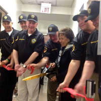 <p>The Elmsford Village Board of Trustees and U.S. Rep. Nita Lowey cut a ribbon at the EOC&#x27;s re-dedication ceremony</p>