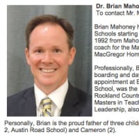 <p>A screen shot of Brian Mahoney&#x27;s school board trustee biography, posted on the school district&#x27;s website.</p>