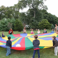 <p>They also played a game of parachute. </p>
