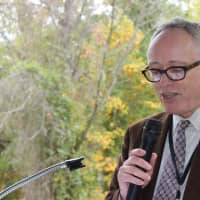 <p>Tarrytown Schools Superintendent  Chris Clouet introduced guest speakers, organizers and others who had a part in developing the Peabody Preserve Outdoor Classroom.</p>