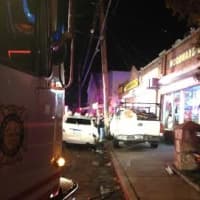 <p>Emergency personnel are on the scene of the accident late Friday. </p>