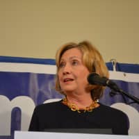 <p>Hillary Clinton appears at a rally for Rep. Sean Patrick Maloney.</p>
