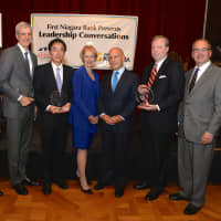 <p>From left, Anthony Justic of The Business Council, William McGrath of Pace, Hiroji Iwasaki of Kawasaki, Marsha Gordon of The Business Council,  Dr. Steven Safyer of Montefiore,  David Ring of  First Niagara &amp; Stephen J. Jones of The Business Council.</p>