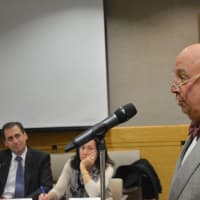 <p>Howard Stahl, an attorney for Summit/Greenfield, speaks at a New Castle Town Board meeting.</p>