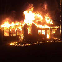 <p>A fire guts a home in Goldens Bridge.</p>