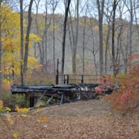<p>The remains of a Goldens Bridge home that was destroyed by a fire.</p>