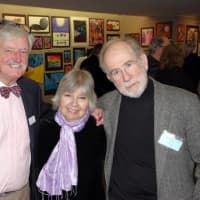 <p>PDF President Robin Elliott (at left), with award-winning poet, Robin Morgan (center) and David Eger (right) of White Plains, Music for Parkinson&#x27;s co-founder.</p>