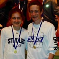 <p>Staples&#x27; Hannah DeBalsi, left, and Darien&#x27;s Alex Ostberg won State Open cross country titles on Friday.</p>