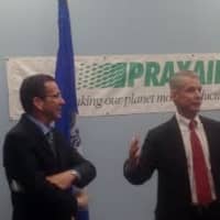 <p>Gov. Dannel Malloy and Praxair Chairman and CEO Steve Angel announce that the company will build its new world headquarters at a yet-to-be-named location in Danbury. </p>