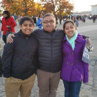 <p>From left: Tahah Malik, Kalim Malik and Aytal Malik are excited to see the president on the campaign trail.</p>