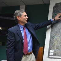 <p>Rod Christie, Executive Director at Mianus River Gorge, gives a presentation at a North Castle Town Board meeting.</p>