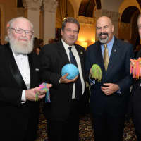 <p>Trying their hands at childs play with sensory therapy items are, from left, honoree 
Andrew Malcolm, Yonkers Mayor Michael Spano, ANDRUS acting President and CEO 
Bryan R. Murphy and honoree Dan Bena of PepsiCo. </p>