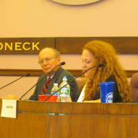 <p>Democrat Leon Potek, far right, is seeking reelection to the Mamaroneck Village Board of Trustees on Nov. 8. Potek will appear at tonight&#x27;s League of Women Voters Forum. Trustees David Finch, left, and Ilissa Miller, center, are not running again.</p>