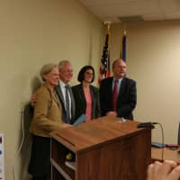 <p>Former library executive director Martha Lord thanks the town after First Selectman Michael Tetreau proclaimed Nov. 5 Martha Lord Day in the Town of Fairfield.</p>