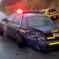 <p>A trooper&#x27;s vehicle was struck on Interstate 84 on Thursday morning.</p>