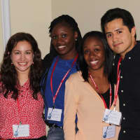 <p>P2P Scholar alumni Jennypher Alabre, Andrea Lopez, Kashaine Ferryman, Jasmine Prezzi, and Boris Gonzalez.</p>