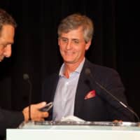 <p>Joel Seligman, president &amp; CEO, NWH and Community Honoree, Gino Martocci, executive vice president of M&amp;T Bank.</p>
