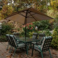 <p>The outdoor patio at the home at 208 Daisy Lane in Carmel.</p>