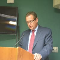 <p>Brynwood attorney Mark Weingarten speaks at the North Castle Town Board&#x27; meeting.</p>